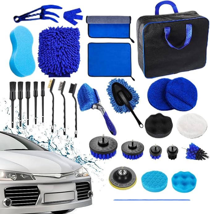 Car Cleaning Brush | 29-Piece Washing Scrubber Set for Vehicle,Vehicle Washing Brushes | for Truck Sedan SUV RV Garage Outdoor Home