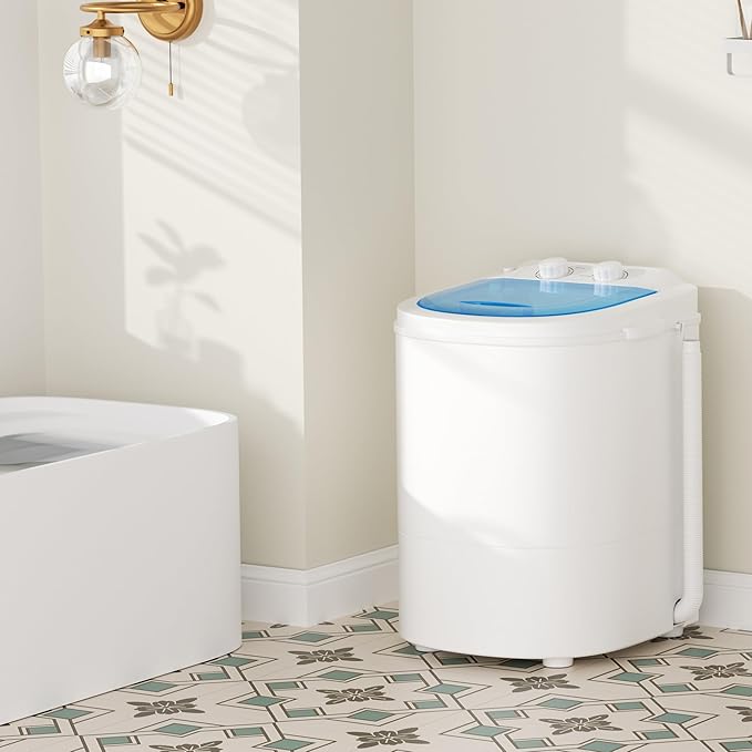 INTERGREAT Portable Washing Machine, 5.5 Lbs Compact Mini Portable Washer, 110V Single Tub Laundry Washer Machine for Apartments, Dorms, Traveling, RV, Blue