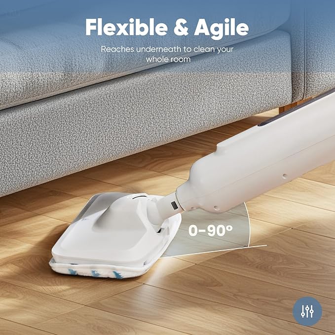 DUMOS Steam Mop for Floor Cleaning, Detachable Handheld Steam Cleaner, Suitable for All Floors Like Tiles, Hardwood, Stone, Lightweight with 2 Washable Pads,White and Gray