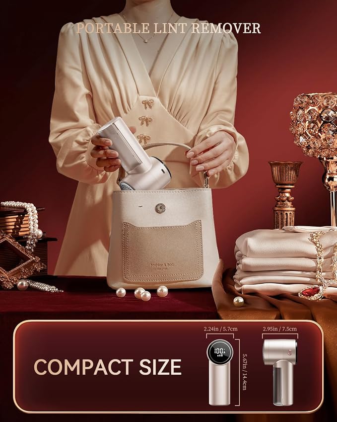 Fabric Shaver, Rechargeable Lint Shaver with Digital Display, 3-Speeds Sweater Shaver with 6-Leaf Blades, Electric Portable Lint Remover to Remove Pilling for Clothes, Furniture, Couch, Blanket - Image 3