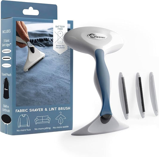 GLEENER Battery-Free Fabric Shaver & Lint Brush | Ultimate Fuzz Remover Sweater Comb | Lint Remover and Depiller for Clothing & Furniture (Slate Blue in Carton Box) by Gleener