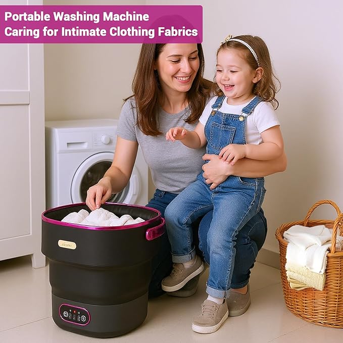 13L, Portable Washing Machine, Mini Washer Foldable Compact Laundry Machine with Basket Spin, Small Underwear Washer for Travel, Apartment, Manual Clothes Washing for Compact Spin Dryer