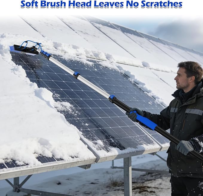 5-20 FT Water Fed Pole Kit, Telescopic Extension Pole with Brush & Soap Dispenser, Dual Action Flip-Lock & Screw Fixing Design for Solar Panel, Window, Boat, RV Cleaning & Snow Removal