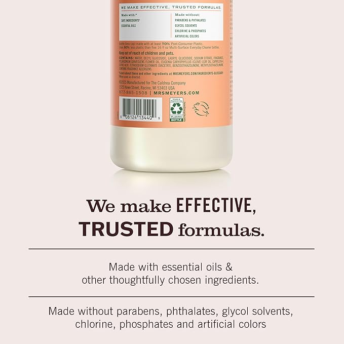MRS. MEYER'S CLEAN DAY Multi-Surface Cleaner Concentrate, Use to Clean Floors, Tile, Counters, Geranium, 32 fl. oz - Pack of 2