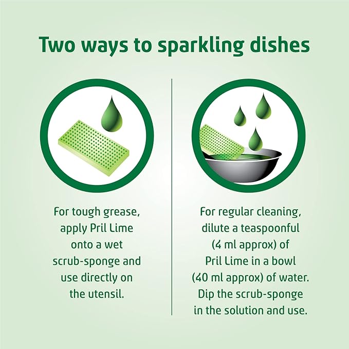 Pril Lime Liquid Dishwash Gel - 3L | Dish Cleaning Liquid Gel with German Technology - Active Power Molecules Leaves No Residue, Grease Cleaner For All Types of Utensils