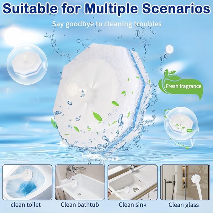60 Count Disposable Toilet Wand Refills for Toilet Wand, 5X Cleaning Power Scrubber Refill, Bathroom Cleaning Supplies, No Falling Apart, Fresh Fragrance
