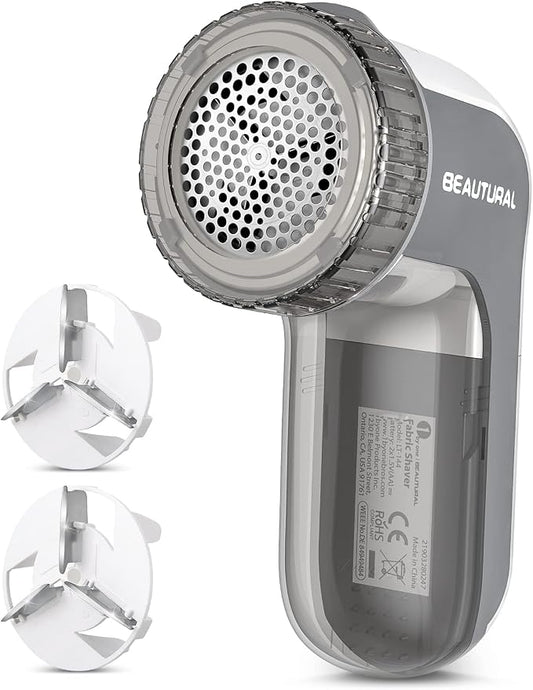 BEAUTURAL Fabric Shaver and Lint Remover, Portable Sweater Defuzzer | Battery Operated, 2 Speeds, 2 Replaceable Stainless Steel Blades, Remove Clothes Fuzz, Lint Balls, Pills, Bobbles by BEAUTURAL