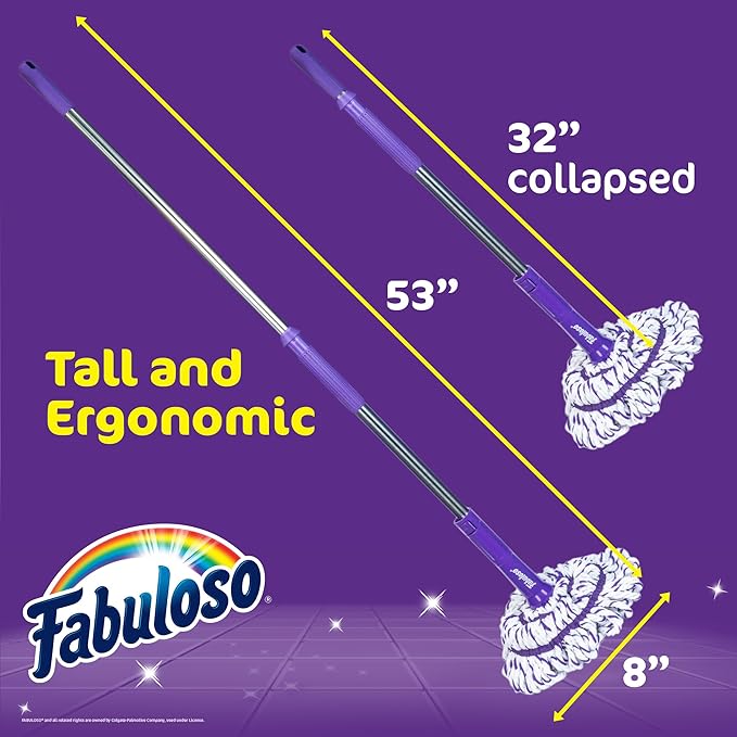 Fabuloso Twist Mop ?€? Self Wringing Mop with Non-Scratch Scrubber and Removable Washable Head for Floor Cleaning