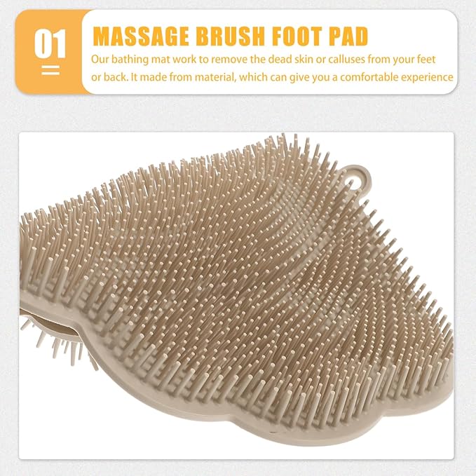 Angoily Wall-Mounted Back Scrubber for Shower Hands-Free Exfoliating Body and Foot Scrubber with Non-Slip Suction Cups TPE Material 11.8X10 Inches