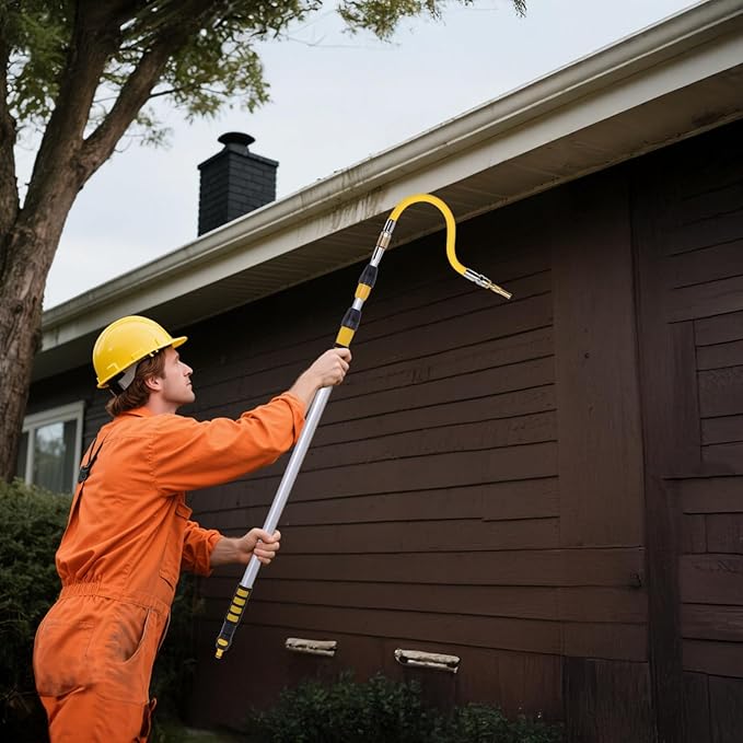 Gutter Cleaning Tool Extendable 62.9 in / 1.6 M, Wand Roof and Gutter Adjustable, Bendable Head, High-Pressure Interface Gun Water, Lightweight Ergonomic Design, for Cleaning Easy