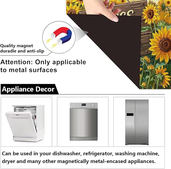 Dishwasher Magnet Cover 23x26 in Rustic Sunflower Field with Bless Our Home Wooden Sign Dishwasher Cover for Kitchen Appliance Decoration Front Panel Sticker Skin Panel Home Decor Decal
