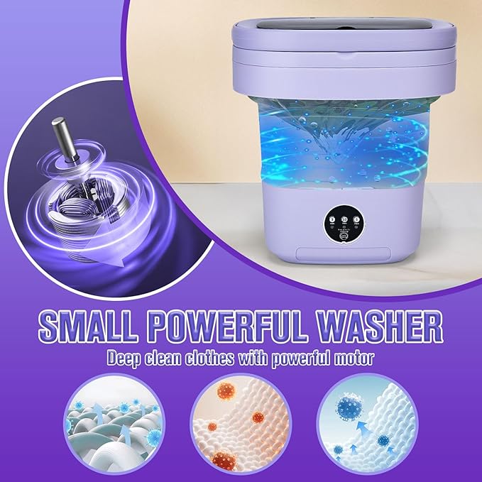 Mini Washing Machine 16L Portable Washer Foldable Small Washing Machine - 3 Cleaning Modes with Spin Dryer Basket for Underwear, Socks, Baby Clothes - Ideal for Apartment, Dorm, RV & Travel
