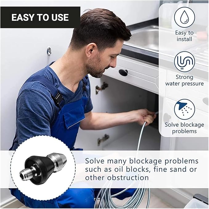 Sewer Cleaning Tool High Pressure Turbo Washer Nozzle Gutter Cleaning Tool Massage Clogged Pipes Opens Clogging Of Sewage Pipes(1 Front 3 Rear)