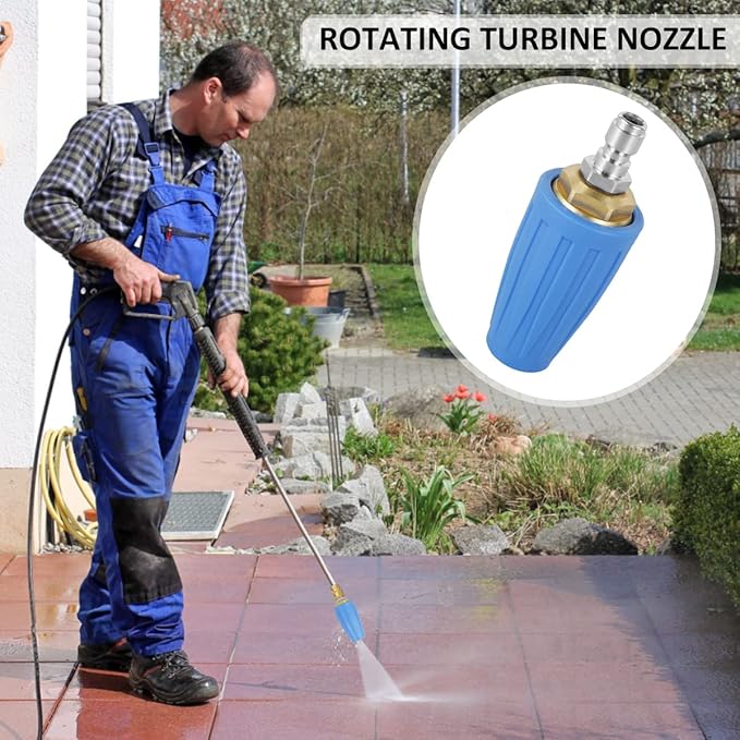 Pressure Washer Turbine Head 4000 PSI Professional Turbine Head Spray Nozzle 360 Degree Rotating Pressure Washer Nozzle 1/4inch Quick Connect for Cleaning Brick Concrete