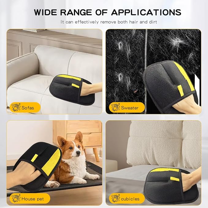 Electrostatic Pet Hair Removal Gloves | Quick Wiping - Reusable & Washable for Sofa Clothing Pet Beds Effortless Cats & Dogs Hair Remover for Busy Pet Owners - Image 3