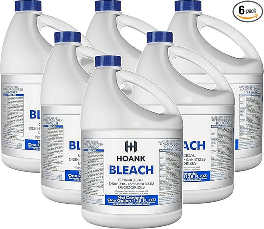 ( 6 Gallon) Ultra Germicidal Liquid Bleach -Disinfecting, Sanitizing, Deodorizing, Mold & Mildew Stain Remover, For Laundry, Household and Commercial Cleaning, Multipurpose Cleaner (1 Gallon X 6 Pack)