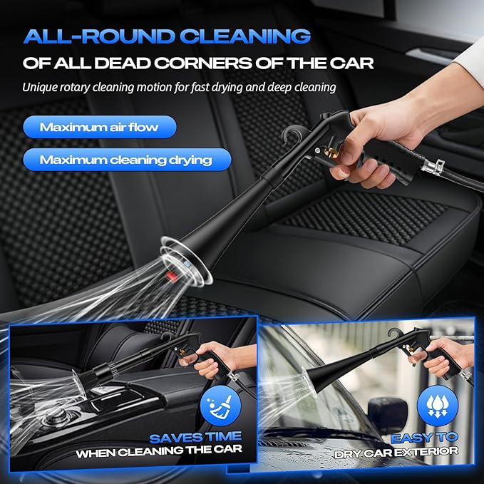 Car Dry Cleaning Gun, Detailing Interior Dryer Air Blow Gun, High Pressure Blower Gun, Car Detailing Kit Interior Cleaner,Car Detailing Tools for Car Quickly Blasts Dirt and DustWorks with Air
