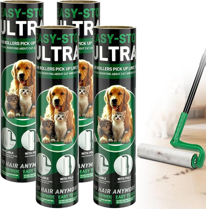 10 Inch Large Lint Roller Refills for Lint Remover,4 Rolls 200 Sheets Big Lint Roller Refill Compatible with Evercare Mega Roller Cleaning for Carpets, Furniture, Pet Hair | Big Lint Roller Refill Compatible with Evercare Mega Roller Cleaning for Floor... by VOUBIEN