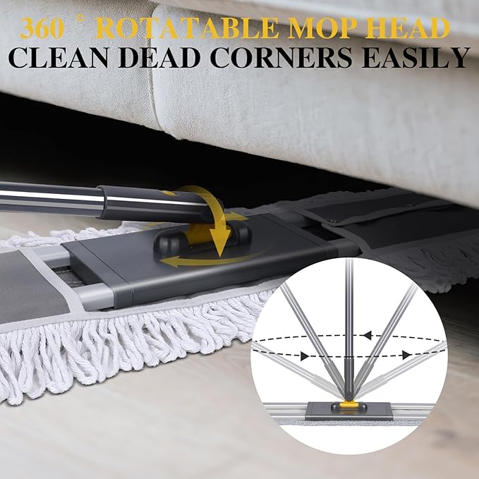 Masthome 36" Commercial Mop with 3 Microfiber Pads & Sponge Mop and Stainless Steel Handle with 3 Absorbent Mop Refills - Home & Office Suitable