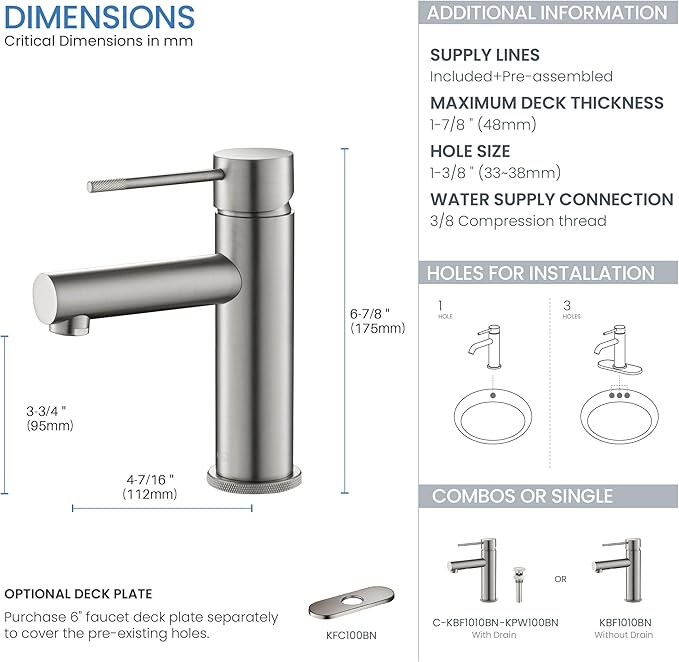 KIBI KBF1010 Solid Brass Single Handle Single Hole Circular X Faucet for Bathroom Sink | High Arc Faucet Spout | Brushed Nickel | Corrosion and Rust Resistant
