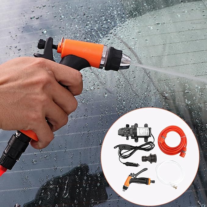 Portable 12V 80W 130PSI Electric Car Washer Sprayer, High Pressure for Vehicle Cleaning, Washing, and Outdoor Use Tool Kit
