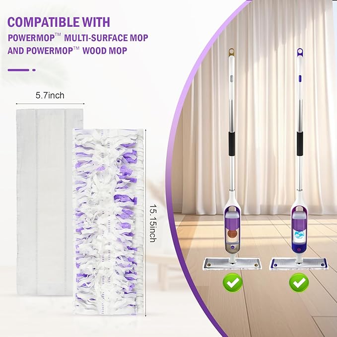 15 Pack Disposable Moping Pads Refills for Power Mop??? Multi-Surface Mop and PowerMop??? Wood Mop, Replacement Mop Pads for Floor Cleaning