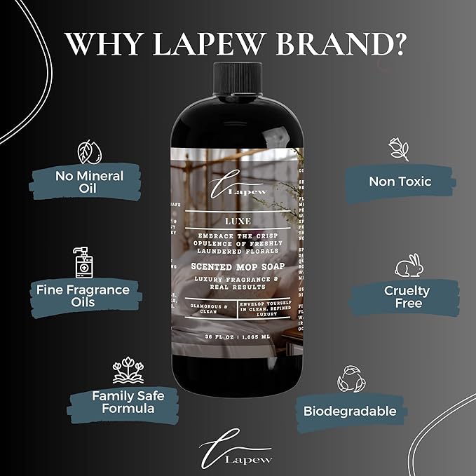 Lapew Luxe Scented Cleaning Bundle | Carpet Deodorizer Powder (16 oz) & Mop Soap Concentrate (36 oz) | Pet-Friendly Odor Eliminator