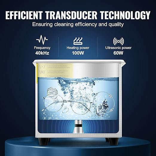 VEVOR 1.3L Professional Ultrasonic Industrial Cleaner with Digital Timer 40kHz Excellent Ultrasonic Cleaning Machine 110V for Jewelry Watch Ring Coin Diamond Eyeglasses Small Parts Cleaning