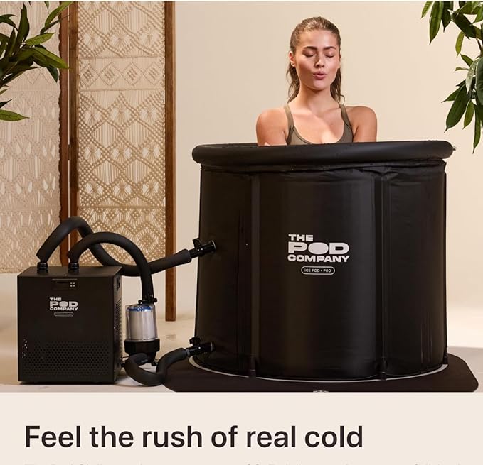 The Pod Company Pro Ice Pod Ultimate Cold Plunge Bundle – 100-Gallon Ice Bath with Standard Water Chiller, 18 Ice Bricks, Insulation Set, Water Jet, Maintenance & Cleaning Kits