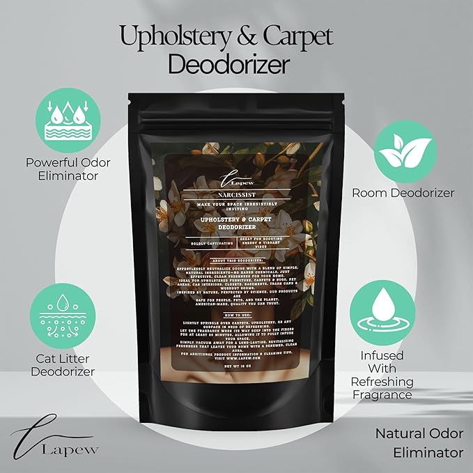 Lapew Narcissist Bundle – Carpet Deodorizer Powder & Scented Mop Soap Set – Odor Eliminator for Pet-Friendly Homes