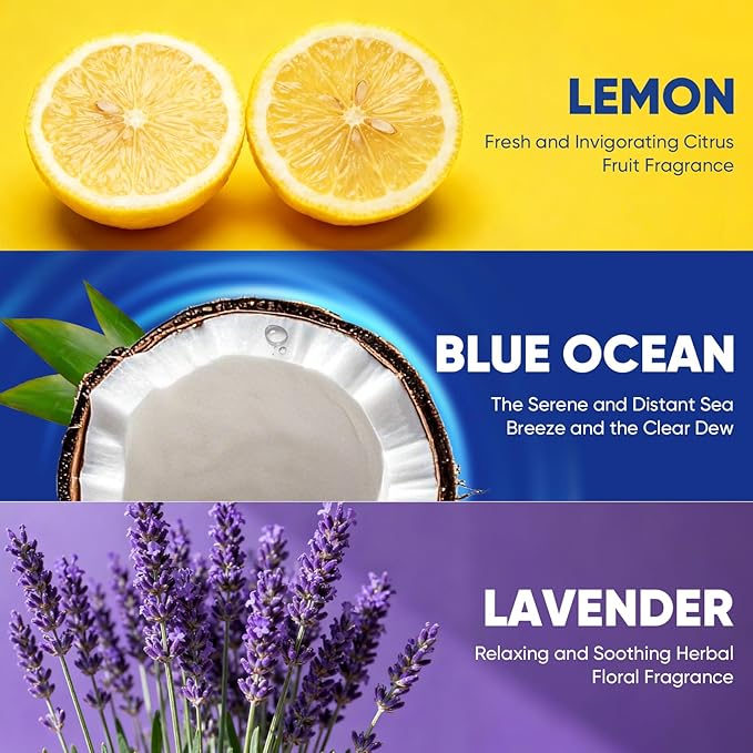 15Ct Aromative Toilet Brush Refills, Toilet Bowl Cleaner Refills, Double-Layer Cleaning Pads Added, Disposable Refill Heads for Toilet Bowl Cleaner Wands???Lemon, Blue Ocean, Lavender ???Patented???