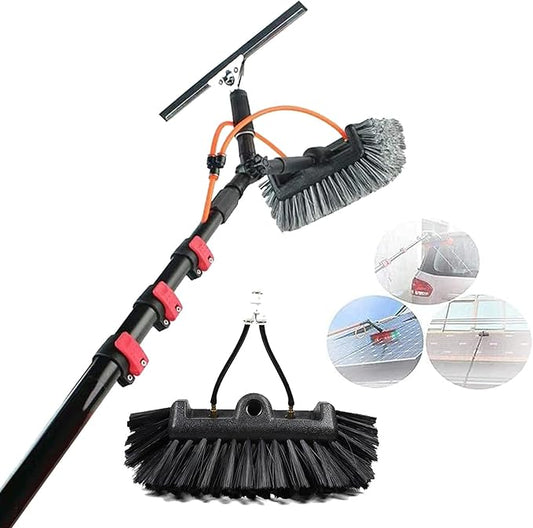 Window Cleaning Rod, PV Panel Cleaning Extendable Cleaner Roof Cleaning Tool for Cleaner Roof PV Panel Cleaning, 30cm Brush Head, 8m Rod.,10.8M/36FT