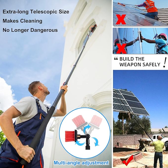 3.6-10.8M Window Cleaning Pole Water Fed Telescopic Brush Window Cleaner Kit Extendable Solar Panel Washing Equipment Cleaning Conservatory Roof (5.4M)