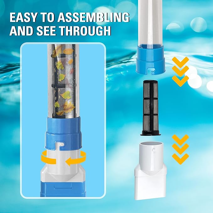 Cordless Handheld Pool Vacuum with 13.2 Gal/Min Powerful Suction, Rechargeable Spa and Hot Tub Vacuum Cleaner, Portable Small Pool Vacuum for Above Ground Pools, Inflatables & Steps, 2 Brush Heads