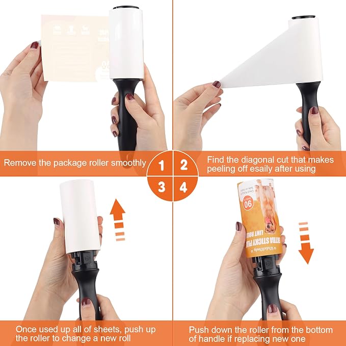 WulaWindy Extra Sticky Lint Rollers for Pet Hair, 8 Rolls, 2 Handles | Extra-sticky lint rollers with 8 rolls and 2 reusable handles for pet hair, lint and dust on clothes, sofas and furniture. - Image 6