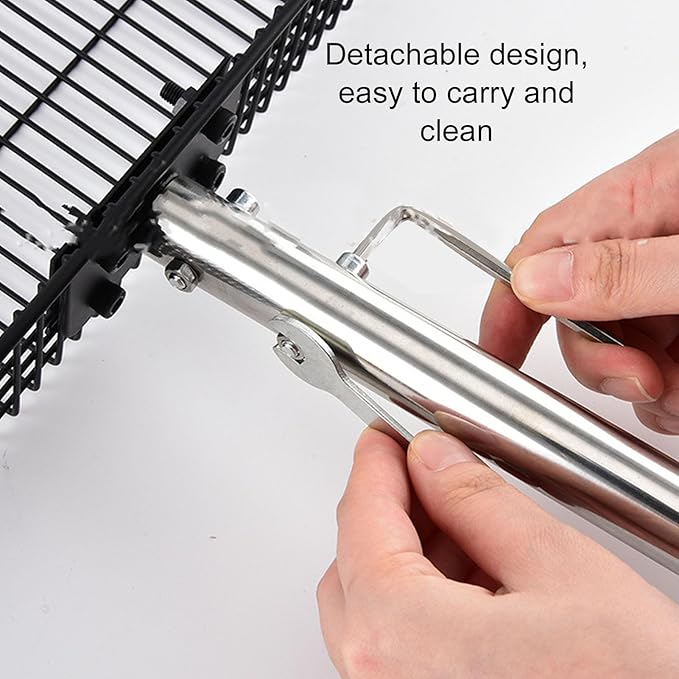 Large Chicken Poop Scooper, Adjustable Long Handle Stainless Steel Chicken Coop Cleaning Tool with Telescopic Push Lock & Non Stick Surface for Cat Litter Sifting Shovel