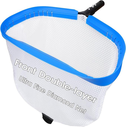 New Diamond Netting Double-Layer Pool Net 18'' Heavy Duty Leaf Rake Pool Skimmer Net for Above Ground & Inground Pools Cleaning