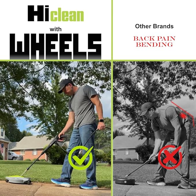 15" Gas Pressure Washer Surface Cleaner with Wheels 3400 PSI Max, Surface Cleaner for Power Washer Attachment for Concrete, Patio, Sidewalk, and Driveways