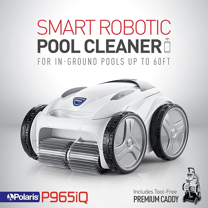 Polaris P965iQ Sport Robotic Pool Cleaner, Automatic Vacuum for InGround Pools up to 60ft, Smart App, WiFi, Amazon Alexa, 70ft Swivel Cable w/Strong Suction & Easy Access Filter Canister
