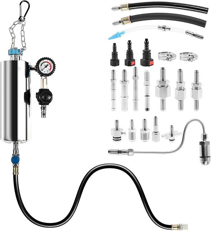 Fuel Injector Cleaner Kit, 1000ML 150PSI Non-Dismantle Fuel Injector Cleaner Machine, Pressure Adjustable Throttle/Intake System Cleaning Tool with 20x Adapters for Gasoline Car Vehicle Truck