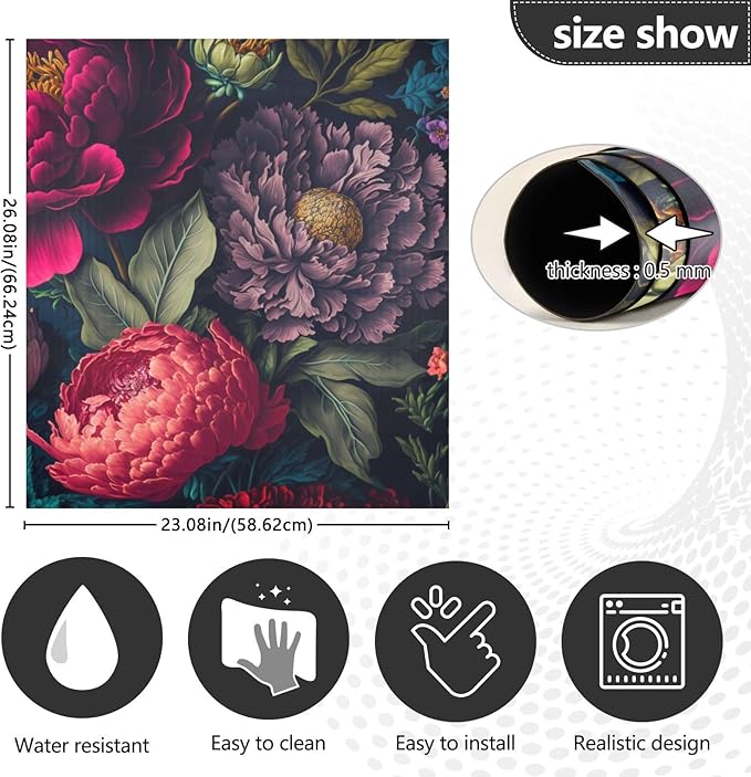 Vnurnrn Vivid Flowers Dishwasher Magnet Cover, Dish Washer Cover for Kitchen Decor, Easily Trimmable Dishwasher Sticker Refrigerator Magnetic Cover 23×26 in