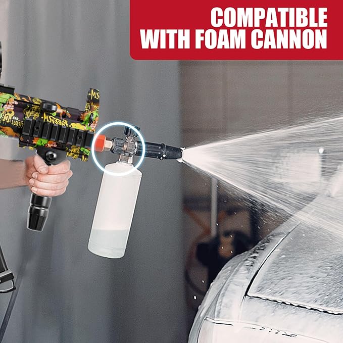 MP5 Model Pressure Washer Gun with Swivel & 4 Nozzles, 3600 PSI High Pressure Spray Gun with 3/8" Quick Connect Plug, Swivel Gun Compatible with Foam Cannon, Power Washer Accessories (Green)
