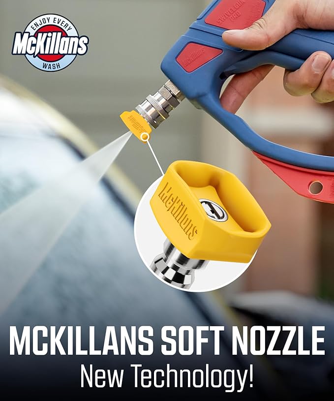 McKillans® 2026 Soft Pressure Washer Nozzle Tips - Fast Rinse - New Spray Angles 60° 50° 40° 25° 15° - Easy-Grip Design - 304 Stainless Steel - 1/4" Quick Connect - Power Washer Tips Set (2.5 Orifice)