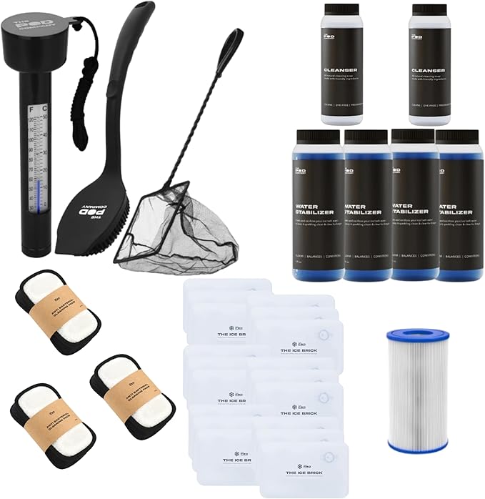 The Pod Company Standard Ice Pod Ultimate Cold Plunge Bundle – 84-Gallon Portable Ice Bath with Standard Water Chiller, 18 Ice Bricks, Insulation Set, Water Circulation Jet & Maintenance Kits