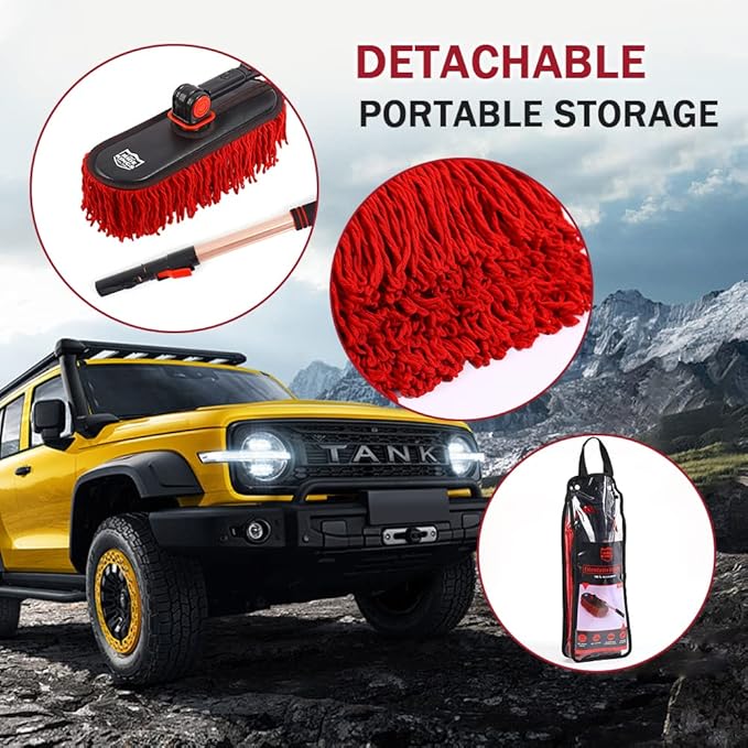 Car Duster Exterior-Stocking Stuffers Gifts for Men Women-Scratch Free Soft Brush Kit forTruck,SUV,RV and Motorcycle,Wax Cotton Hair, Extendable Handle,Car Feather Duster,No Lint