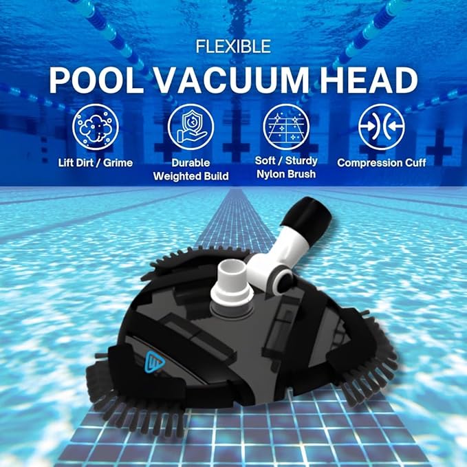 Wessel-Werk Pool Vacuum Heads with Profesional Weighted Design and Flexible Side Brush Strips to Deep Clean Inground & Above Ground Pools (Triangle Pool Vacuum Head)