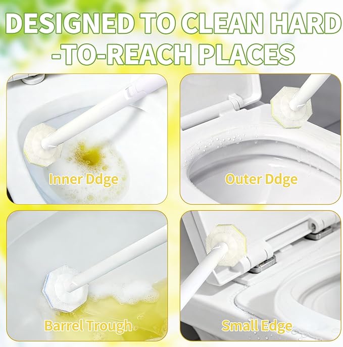 60 Count Toilet Wand Refills for Clorox, Disposable Toilet Cleaner Refill Pads for Clorox ToiletWand Cleaning System, Upgrade Toilet Brush for Bathroom Cleaning,No Falling Apart,Light Scent