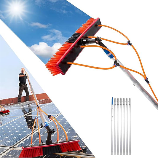 12m/39FT Telescopic Window Cleaning Pole with Water Fed Brush Extendable Cleaner for Conservatory Roof Cleaning