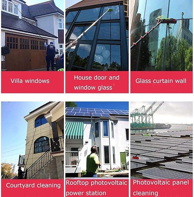 Photovoltaic Panel Cleaning, Window Clean, 3-12M Water Fed Telesbrush, Extendable Cleaner Conservatory Roof Cleaning Tools Pole/11M Rod/50Cm Brush Head