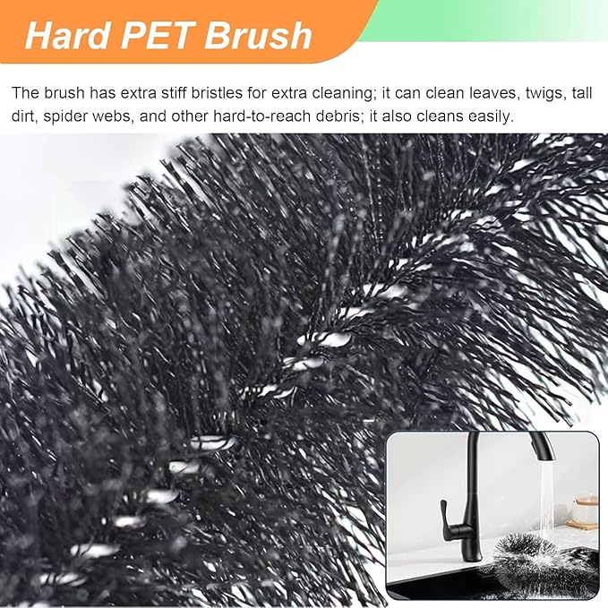 Gutter Cleaner Tools From Ground For Rooftops Wet Leaves, Gutter Cleaning Tools with 3 Brush Heads, Gutter Brush with Telescoping Handle to Unclog Downspouts(7.5ft)